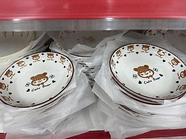 dish sets: Набор столовой посуды (тарелки и пиалы) из керамики/фарфора с разными — 2