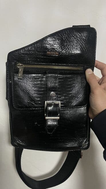 портфель для документов: Сумка через плечо BUTUN, черная - Материал: натуральная кожа с — 4