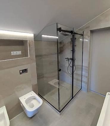 Терезелер жана комплектөөчүлөр: Угловая душевая перегородка с раздвижной системой дверного открывания — 4