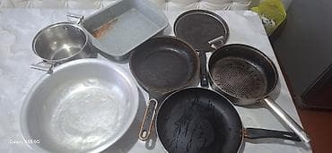 Набор кухонной утвари и техники. сковородка разные. мантышница