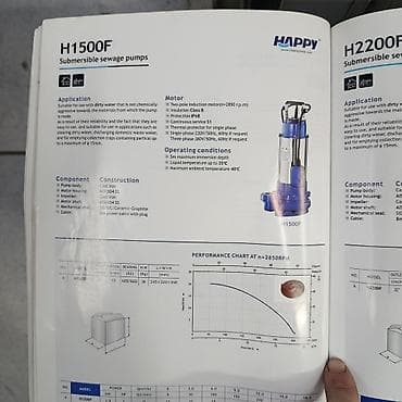Погружные фекальные насосы HAPPY (серии H1500F, H2200F, VTX‑F, WQD‑A)