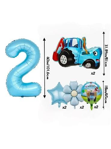 норвежские балоны: Набор воздушных шаров “Синий трактор” с цифрой Шарики День Рождения — 10