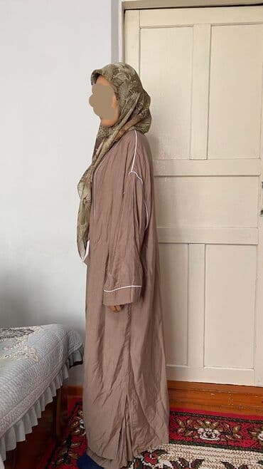 штапель узбекский фасоны платьев для дома: Летняя абайка двойка Ткань лен, размер 48-50 Продаю так как размер — 3