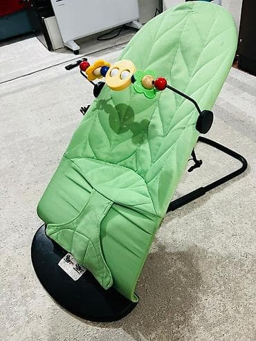 шезлонг для новорожденных: Детский шезлонг, Качалка, Дерево, цвет - Зеленый — 1