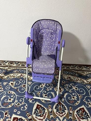 стул для кормления ребёнка: Детский высокий стульчик для кормления, фиолетовый. - Складная — 3