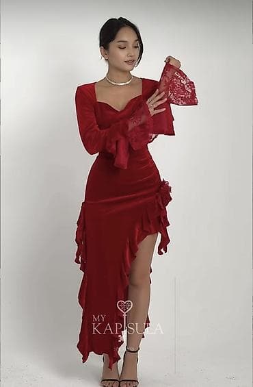 вечерние платья с открытой спиной: Новое платье Пойдет на m/L размер - Материал: мягкий бархат с — 1