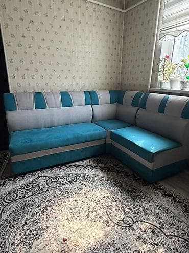 столы раскладные для гостинной: Кухонный мягкий уголок, Б/у, Дерево, цвет - Голубой — 2