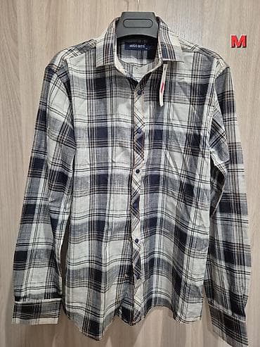 рубашки в клетку: Мужская рубашка, 4XL, Новый, цвет - Серый — 3