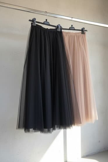 теннисный юбка: Юбка, Модель юбки: Плиссе, Миди, Фатин, По талии — 1