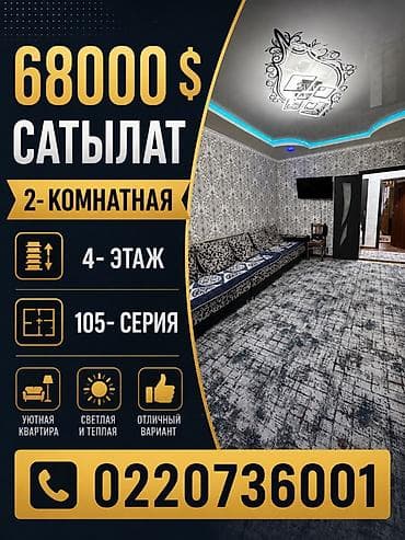 квартира черемушка: 2 комнаты, 60 м², 105 серия, 4 этаж — 1