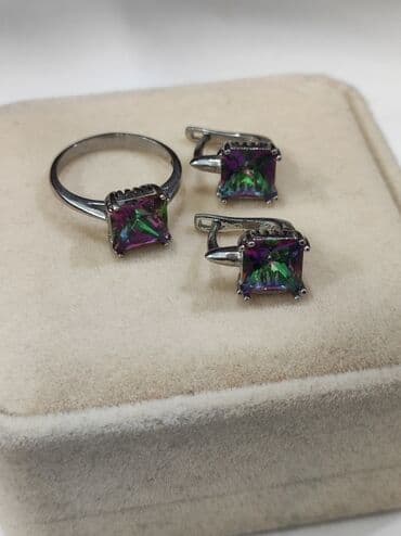 набор пандора: Серебряный Комплект с камнями Мистик Серебро 925 пробы Размеры — 10