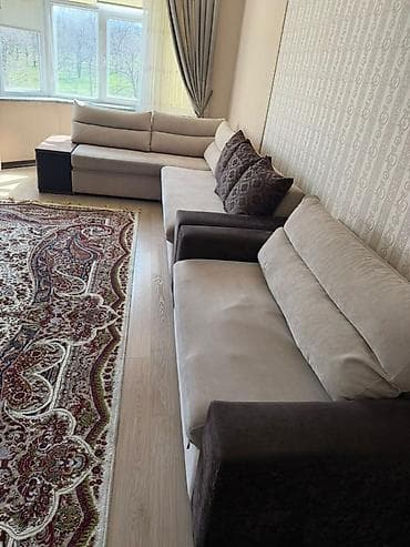 plastik stol stul: Комплект мягкой мебели, Б/у, Самовывоз, цвет - Бежевый — 3