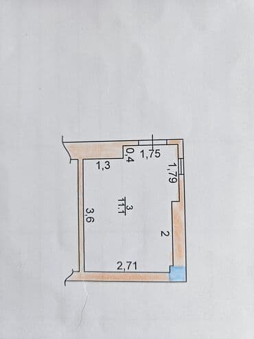 обмен с доплатой: 1 бөлмө, 12 кв. м, 12 кабат, Косметикалык ремонт — 7
