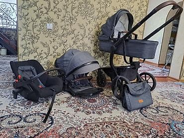 Коляски: Коляска, цвет - Черный, Б/у — 1