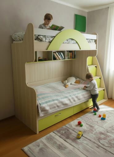 две кровати с матрасами: Двухъярусная кровать с двумя матрасами (Lina) Нижнюю кровать можно — 1