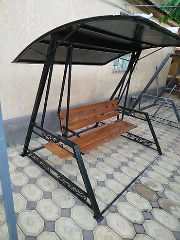 кованные скамейки: Садовые качели Металл, Со спинкой, С крышей — 5