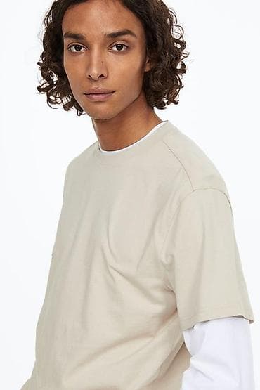 база топ: Мужская базовая футболка с коротким рукавом - Цвет: светло‑бежевый — 7