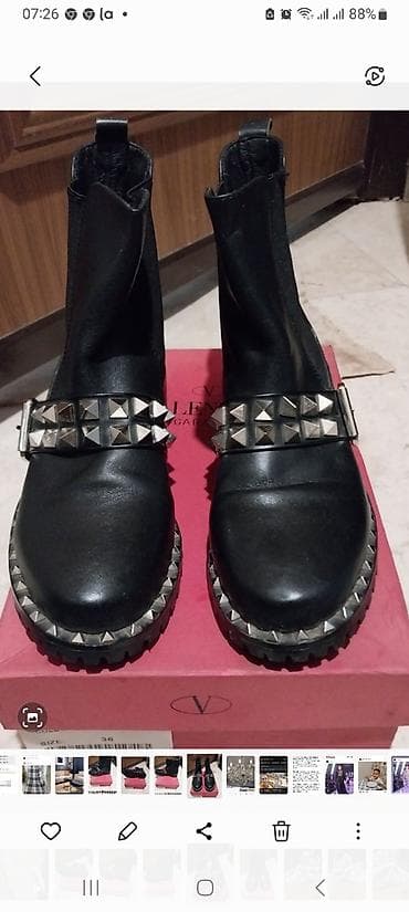 Ботинки "BALENTINO"кожа 100% деми 36 разм.цвет черный стоили 4000