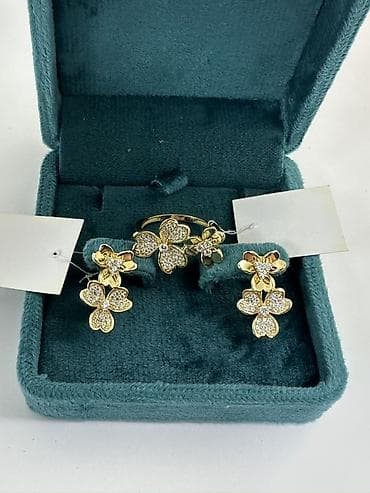 ван клиф серьги: Набор украшений, Проба 585, Новый, Цвет металла: Желтый, Парный набор — 1