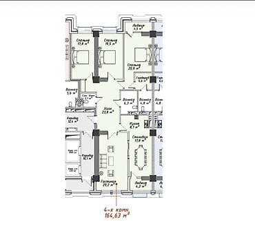 3: 3 комнаты, 119 м², Асанбай мкр Элитка, 13 этаж, ПСО (под самоотделку) — 7