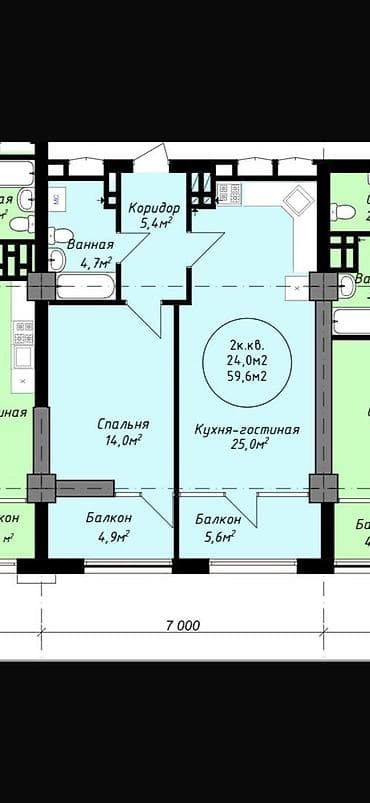 discovery studio: 2 комнаты, 60 м², парк Фучика Элитка, 12 этаж, ПСО (под самоотделку) — 3
