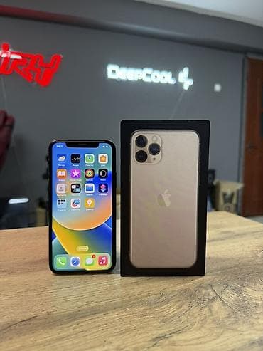 apple phone: IPhone 11 Pro, Б/у, 64 ГБ, Золотой, Коробка, 73 % — 2