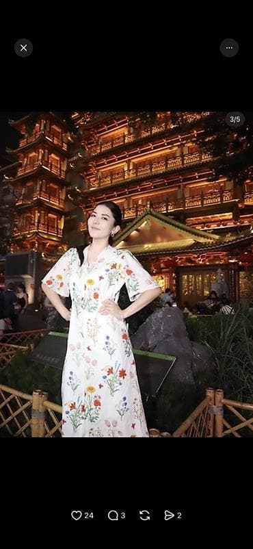 камуфляж ткань: Платье миди с цветочным принтом - Фасон: расклёшённое миди, слегка — 3