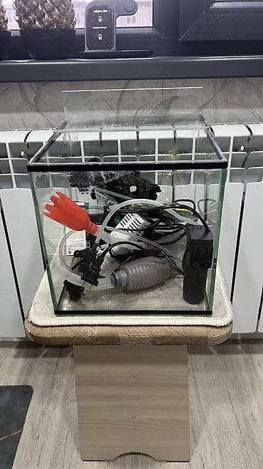 карал: Комплект для небольшого аквариума Состав: - Стеклянный аквариум-куб — 5