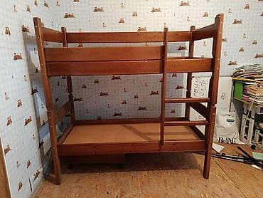 детская мебель 3 в 1: Двухъярусная кровать из массива дерева с возможностью разборки на два — 1