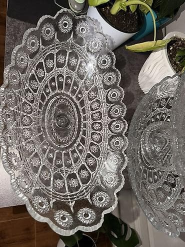 часы феникс: Набор стеклянных ваз/конфетниц на ножке - Материал: прозрачное — 4