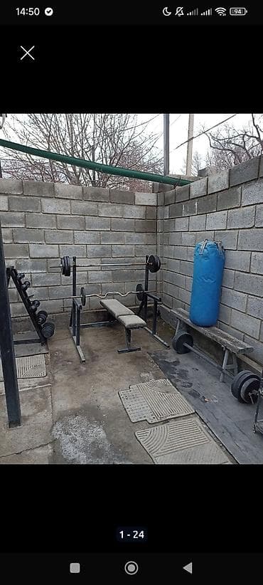 груз для ног: Стойка для груши Турник лесенка брусья: 11000сом Стойка для жима — 7