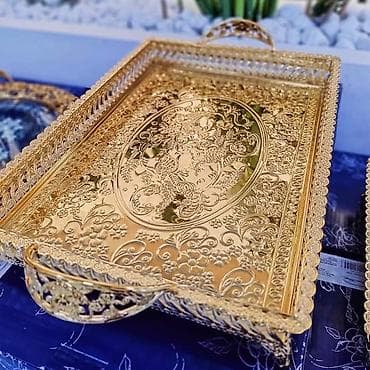 Наборы декоративных сервировочных подносов - Материал: металл с at lalafo.kg Наборы декоративных сервировочных подносов - Материал: металл с