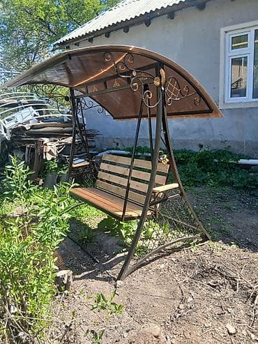уличные качели: Садовые качели Металл, Со спинкой, С крышей — 1