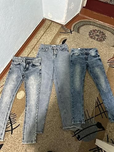 mind error jeans: Набор джинсов (3 пары), синие/голубые оттенки, варёный/acid wash. 3 — 1