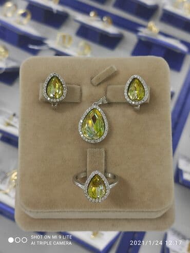 свадебные наборы ручной: Очень красивый и нежный Набор Серебро 925 пробы Дизайн Италия камни — 1