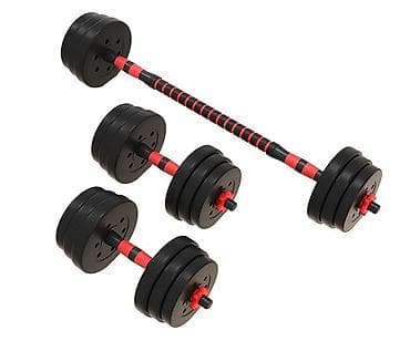 спортивный тренажёр: Разборные гантели 2-в-1 с возможностью сборки в штангу 20кг — 1