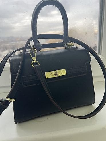 Сумка-тоут в классическом стиле Kelly - Цвет: черный, фактурная эко-