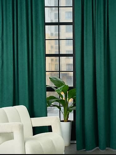 Пардалар жана жалюзи: ШТОРЫ .Портьеры из плотной ткани с универсальной шторной лентой - — 1