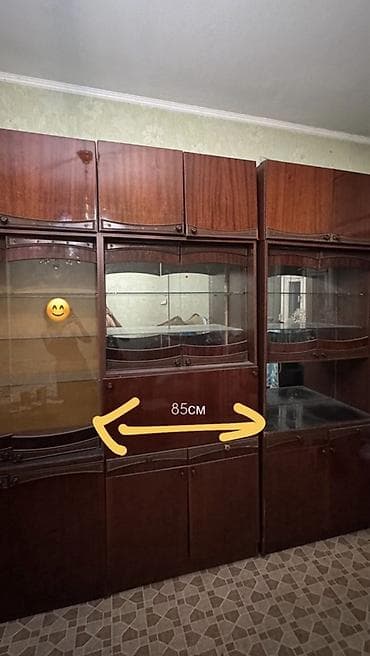 шкафф: Стенка-шкаф, Тип стенки-шкафа: Модульная, Для зала, Б/у, Особенности: Для хранения посуды — 4