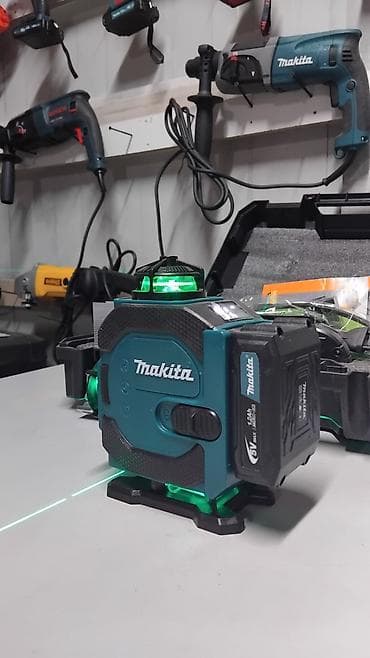 Строительное оборудование: Лазерный уровень Makita 16V (зеленый луч), комплект - 3D нивелир с — 1