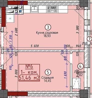 gala group: 1 комната, 51 м², Элитка, 7 этаж — 4