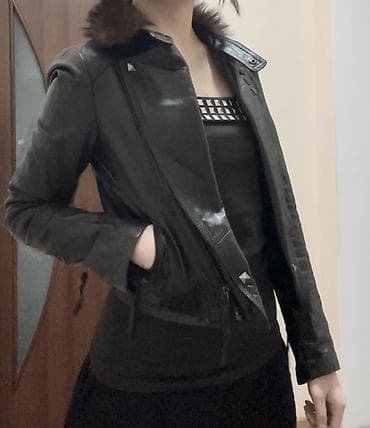 стильные кожаные куртки женские: Кожаная куртка, Косуха, Натуральная кожа, С меховой отделкой, M — 5
