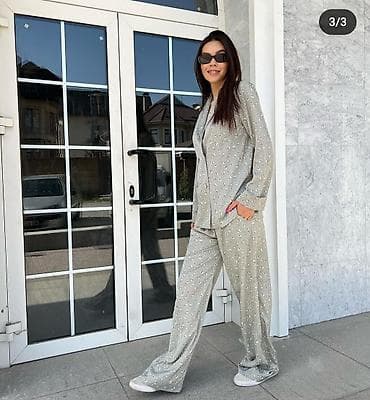 двойка атлас: Шикарная шёлковая двойка, размер L, новое! брючки на резинке. на — 3