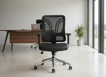 кресло для офис: Офисное кресло, Без колесиков, цвет - Черный, Экокожа — 1