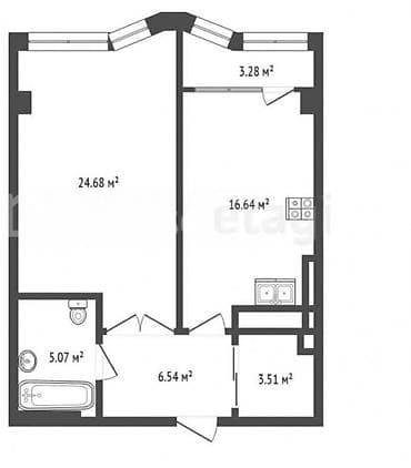 атлантис жк: 1 комната, 60 м², Ак-Кеме (старый аэропорт) Элитка, 5 этаж, ПСО (под самоотделку) — 2