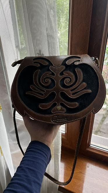 Аксессуарлар: Сумка Dastan Made in Kyrgyzstan из натуральной кожи с этническим — 5