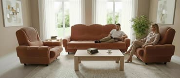 удобная мебель: Комплект мягкой мебели, цвет - Оранжевый — 4