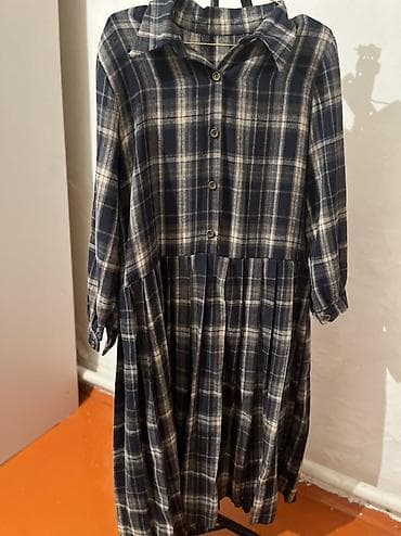 вельветовая рубашка: Повседневное платье, Осень-весна, Длинная модель, Платье-рубашка, XS, S, M — 1