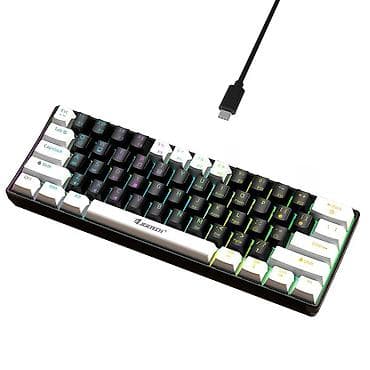 Компьютерлер, ноутбуктар жана планшеттер: Клавиатура, Jertech, Механикалык, Зымдуу туташтыруу, Өлчөмү: 60% — 1