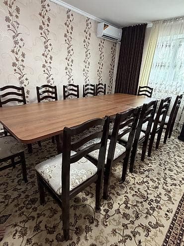 Эмерек: Конок бөлмөсү үчүн үстөл жана отургуч, Колдонулган, Өзү алып кетүү, түсү - Күрөң — 10